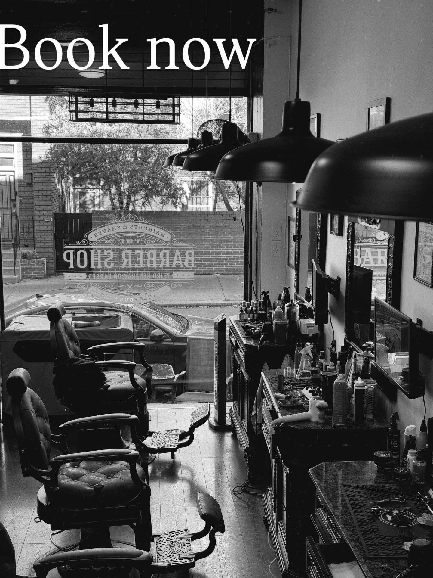Inside the shop, black & white